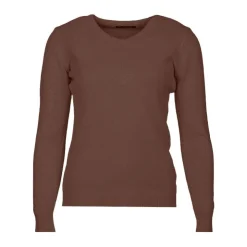 BELLE FEMME Pull col v laine et cachemire Femme MARRON Discount