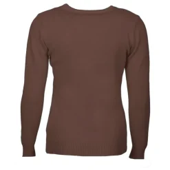 BELLE FEMME Pull col v laine et cachemire Femme MARRON Discount