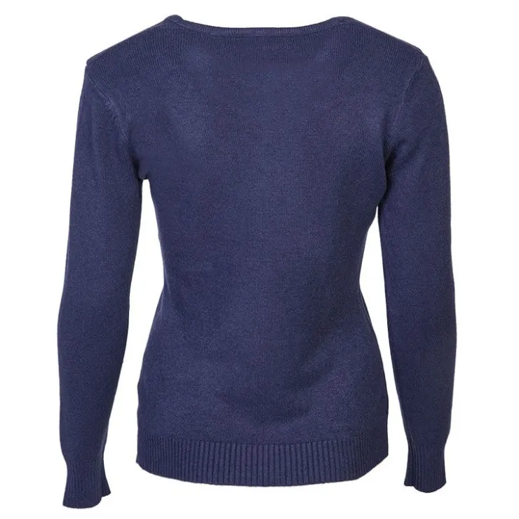 BELLE FEMME Pull col v laine et cachemire Femme BLEU FONCE Discount