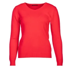 BELLE FEMME Pull col v laine et cachemire Femme ROUGE Discount