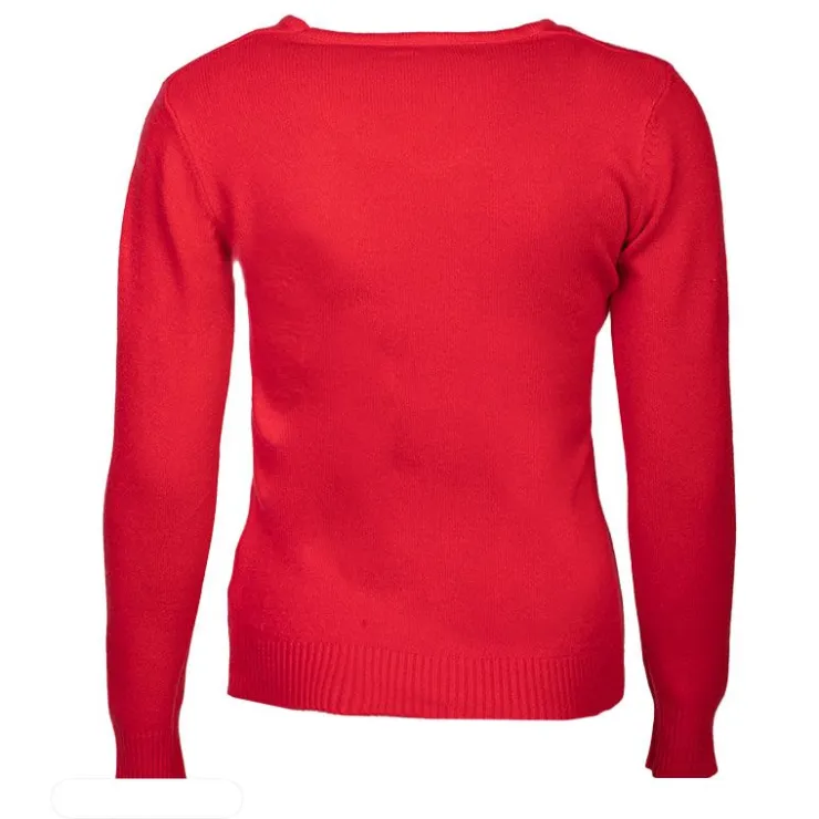 BELLE FEMME Pull col v laine et cachemire Femme ROUGE Discount