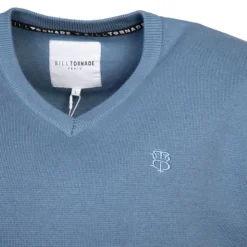 BILL TORNADE Pull col v maille fine manches longues Homme BLEU Hot