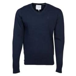 BILL TORNADE Pull col v maille fine manches longues Homme BLEU FONCE Online