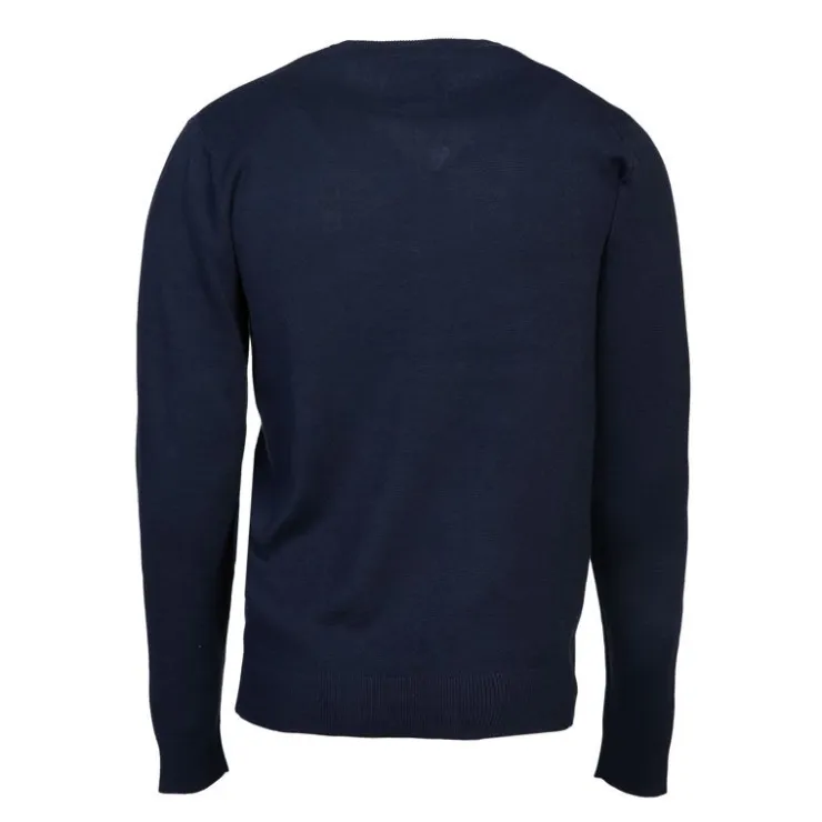 BILL TORNADE Pull col v maille fine manches longues Homme BLEU FONCE Online