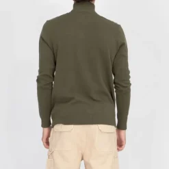 BILL TORNADE Pull col zippé coton ajusté Homme KAKI Hot