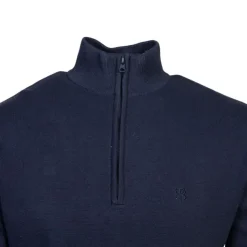 BILL TORNADE Pull col zippé coton ajusté Homme BLEU FONCE Hot