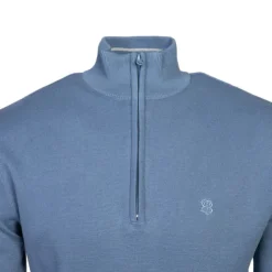 BILL TORNADE Pull col zippé coton ajusté Homme BLEU