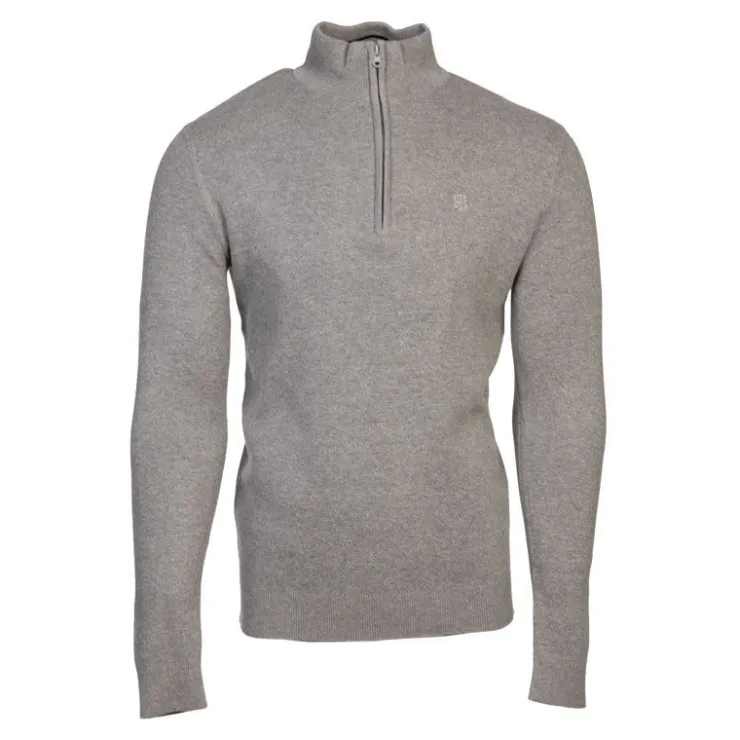 BILL TORNADE Pull col zippé coton ajusté Homme GRIS Hot