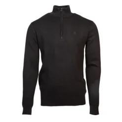 BILL TORNADE Pull col zippé coton ajusté Homme NOIR