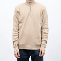BILL TORNADE Pull col zippé coton ajusté Homme BEIGE Discount