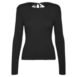 VERO MODA Pull cotelé holly karis décolleté dos Femme NOIR Best