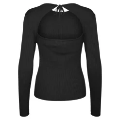 VERO MODA Pull cotelé holly karis décolleté dos Femme NOIR Best