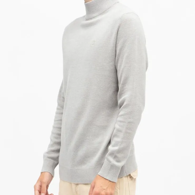 BILL TORNADE Pull coton col cheminé milano Homme GRIS CLAIR Best