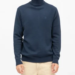 BILL TORNADE Pull coton col cheminé milano Homme BLEU FONCE Outlet