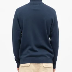 BILL TORNADE Pull coton col cheminé milano Homme BLEU FONCE Outlet