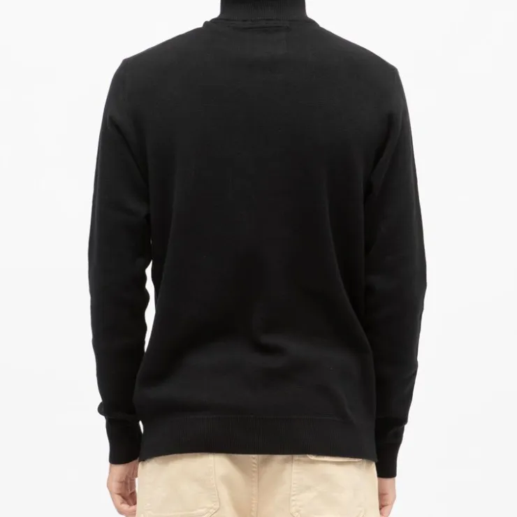 BILL TORNADE Pull coton col cheminé milano Homme NOIR Best