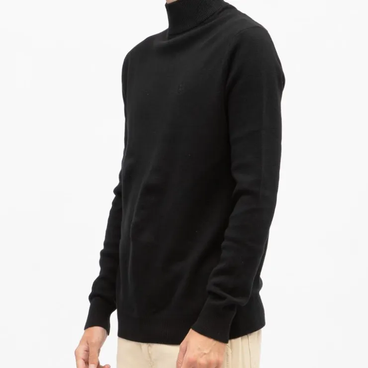 BILL TORNADE Pull coton col cheminé milano Homme NOIR Best