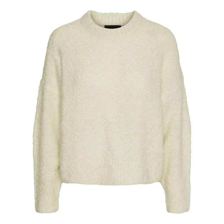 PIECES Pull couleur birch col rond Natherine Femme BLANC ECRU Outlet