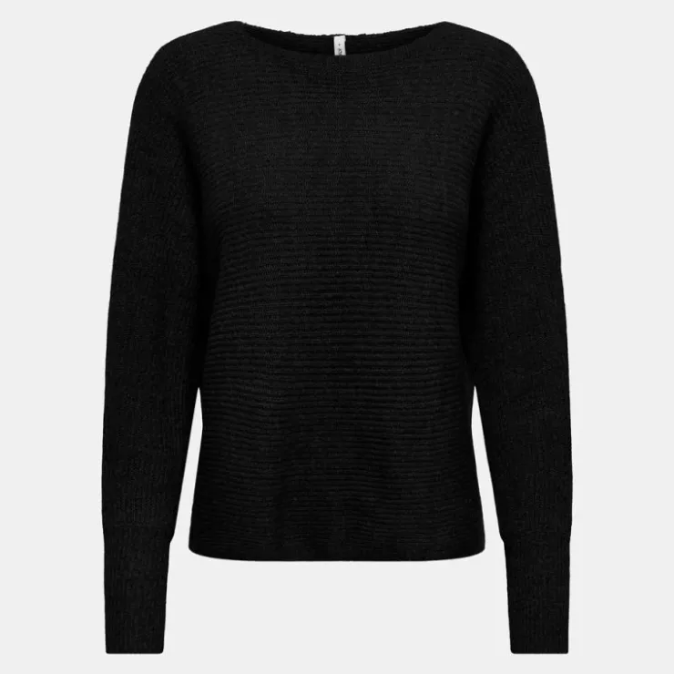 ONLY Pull dani maille tricotée col bateau Femme NOIR Outlet
