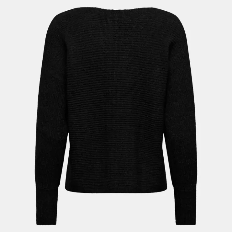 ONLY Pull dani maille tricotée col bateau Femme NOIR Outlet