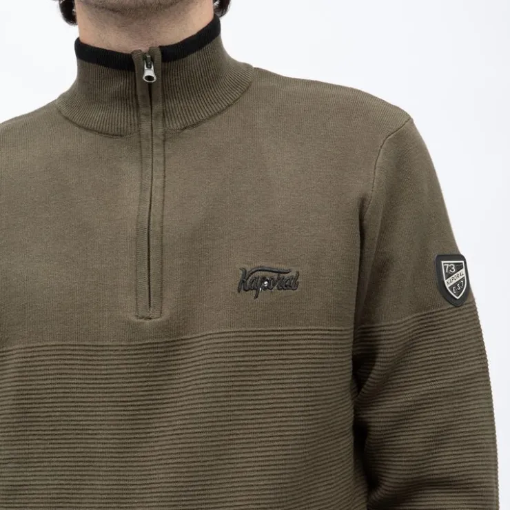 KAPORAL Pull demi zip col montant edmond Homme KAKI Best