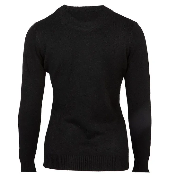 BELLE FEMME Pull en laine et cachemire col rond Femme NOIR New