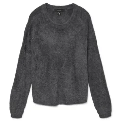 VERO MODA Pull en maille puff col rond Femme GRIS FONCE