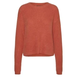VERO MODA Pull en maille puff col rond Femme ORANGE Clearance