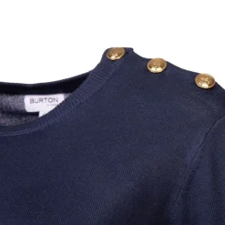 BURTON OF LONDON Pull femme raye bouton epaule rakel Femme BLEU FONCE Sale