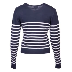 BURTON OF LONDON Pull femme raye bouton epaule rakel Femme BLEU FONCE Sale