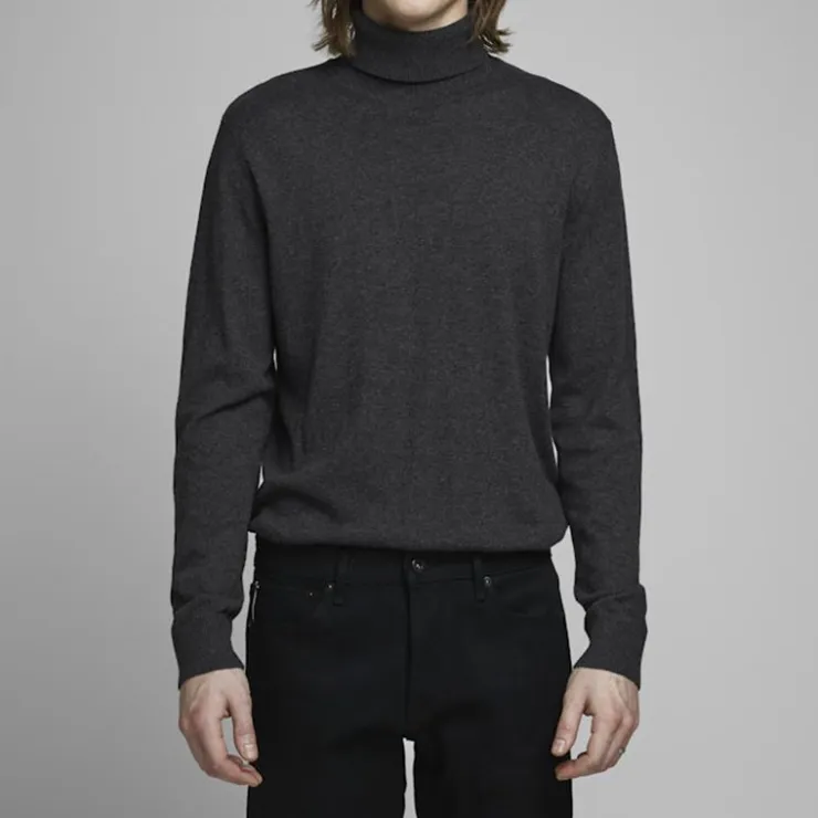 JACK & JONES Pull fin col roulé coton mélangé Homme NOIR Discount