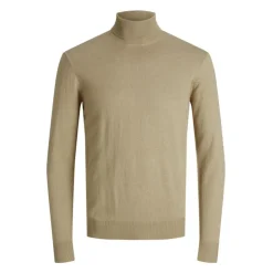 JACK & JONES Pull fin col roulé coton mélangé Homme BEIGE