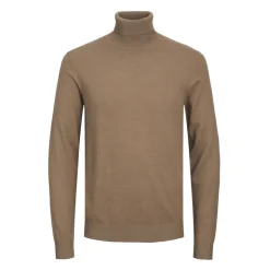 JACK & JONES Pull fin col roulé coton mélangé Homme MARRON Online