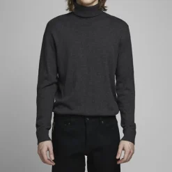 JACK & JONES Pull fin col roulé coton mélangé Homme MARRON Online