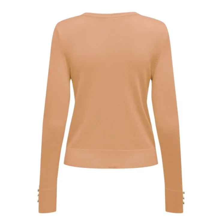 ONLY Pull fin col V manches longues boutons Minna Femme BEIGE Discount