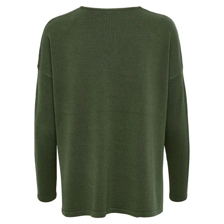 ONLY Pull fin col v victoria Femme KAKI New