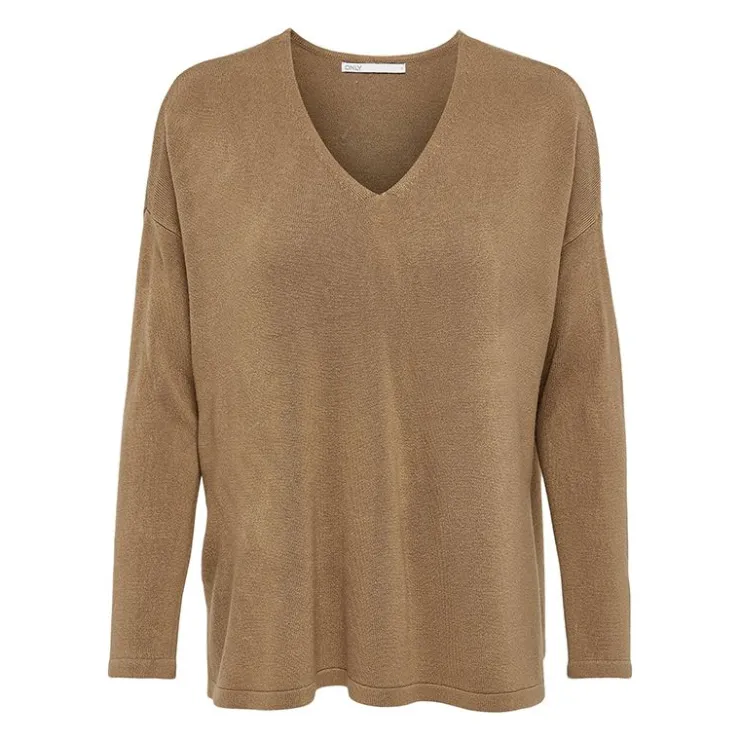 ONLY Pull fin col v victoria Femme MARRON Online