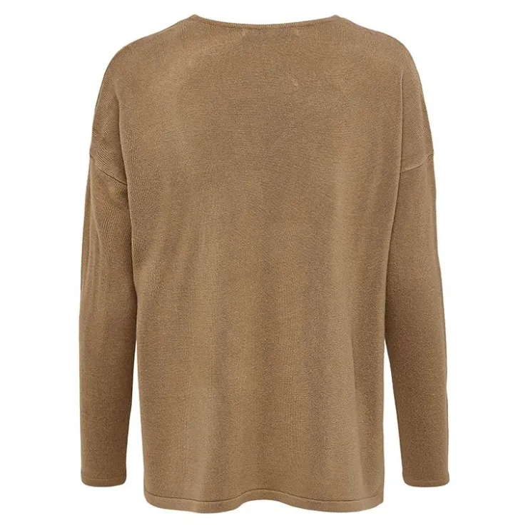 ONLY Pull fin col v victoria Femme MARRON Online