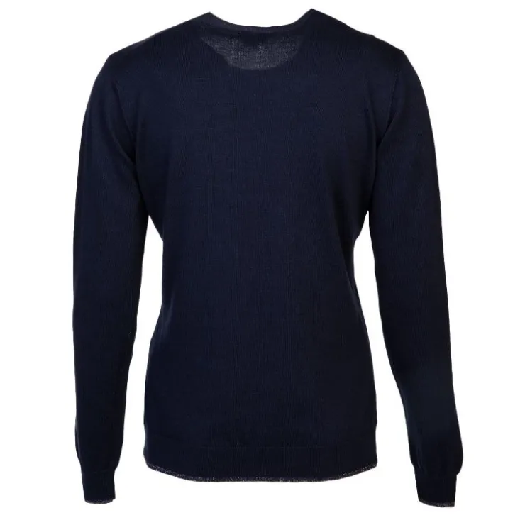 US POLO Pull fin en coton et cachemire Femme BLEU FONCE