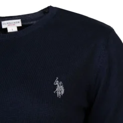 US POLO Pull fin en coton et cachemire Femme BLEU FONCE