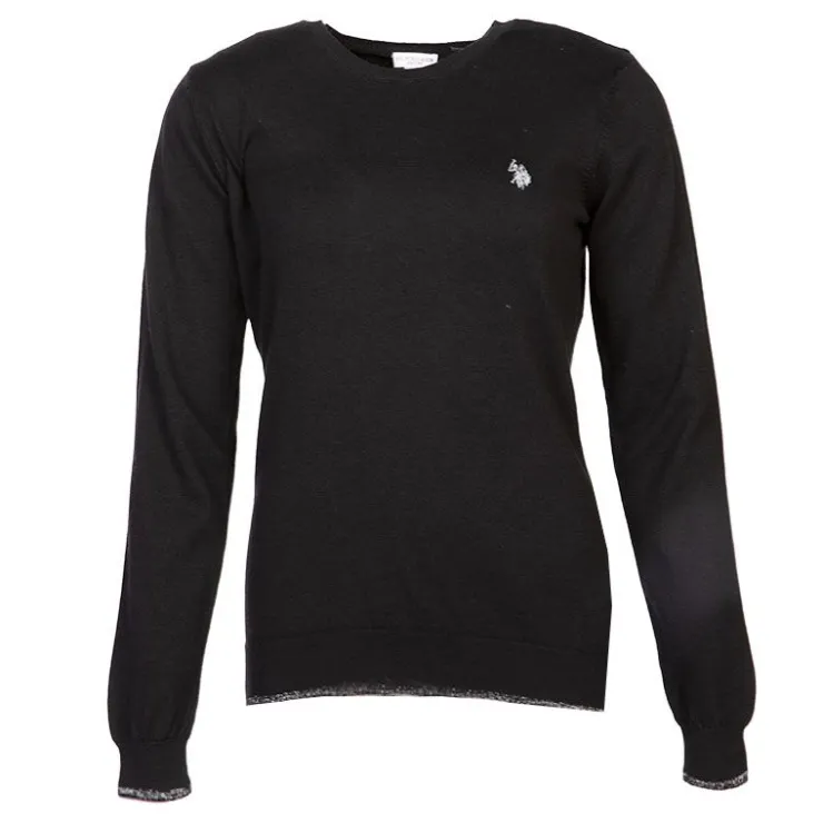 US POLO Pull fin en coton et cachemire Femme NOIR Clearance