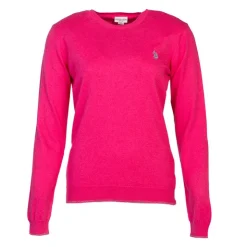 US POLO Pull fin en coton et cachemire Femme ROSE Sale