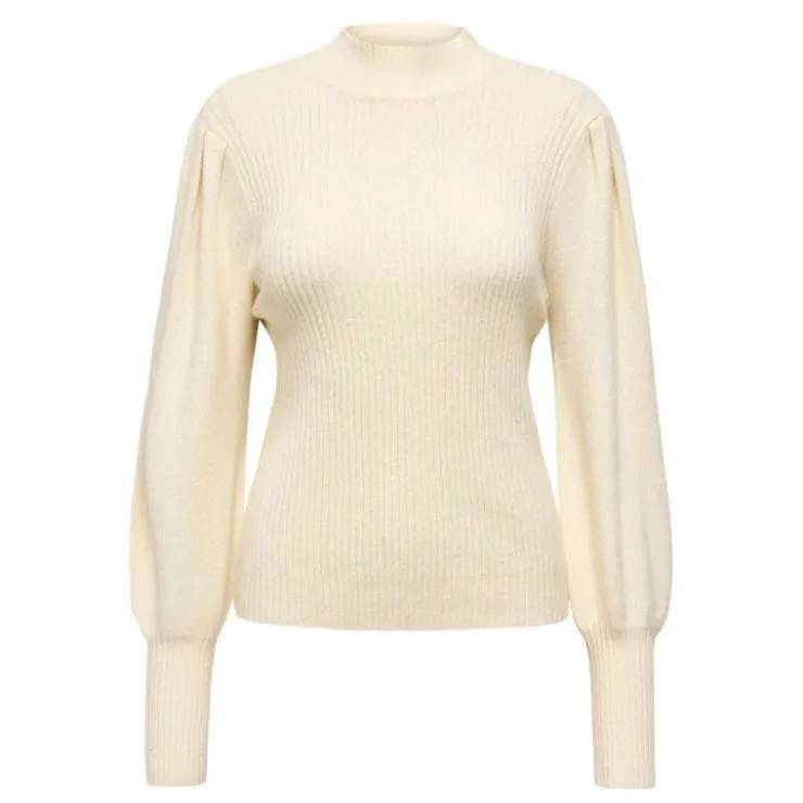 ONLY Pull fin manches ballons Kattie Femme BLANC ECRU