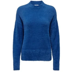 JDY Pull Jola manches longues en maille avec col haut ann drop Femme BLEU Best