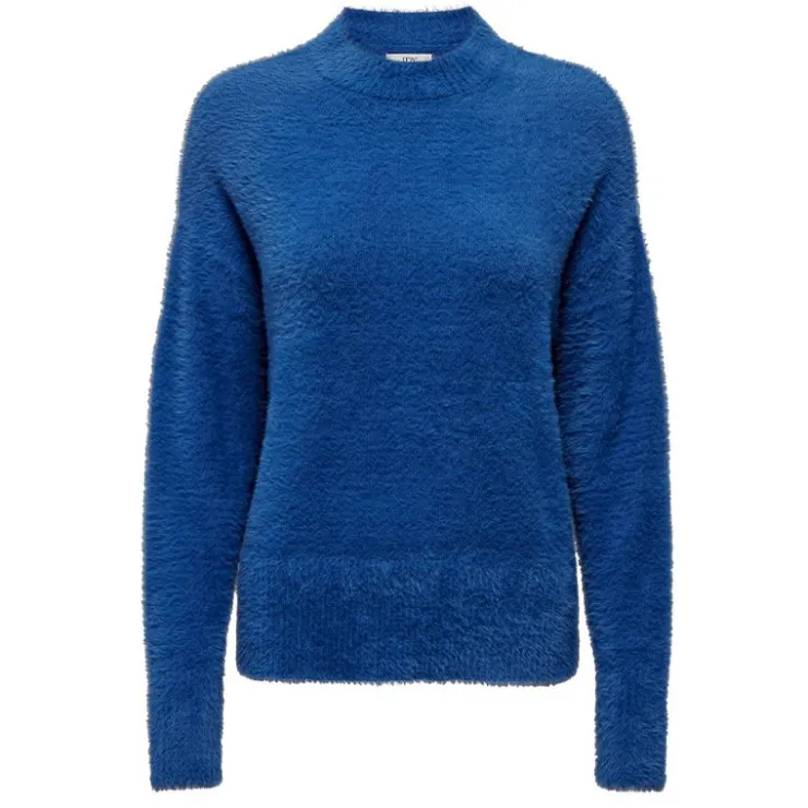 JDY Pull Jola manches longues en maille avec col haut ann drop Femme BLEU Best