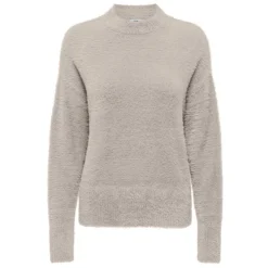 JDY Pull Jola manches longues en maille avec col haut ann drop Femme BEIGE Clearance