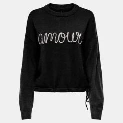 ONLY Pull katia avec amour brodé amour Femme NOIR Sale