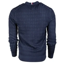 TOMMY HILFIGER Pull laine ajustée en maille torsadée Homme BLEU FONCE Sale