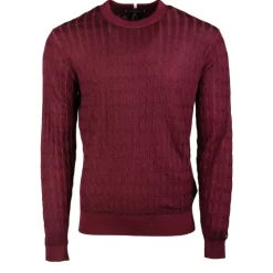 TOMMY HILFIGER Pull laine ajustée en maille torsadée Homme BORDEAUX Online