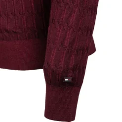 TOMMY HILFIGER Pull laine ajustée en maille torsadée Homme BORDEAUX Online